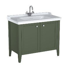 Vitra Valarte Neo 65806 Lavabo Dolabı 100 Cm, Kapaklı, Etajerli Lavabolu, Tek Armatür Delikli, Retro Yeşil